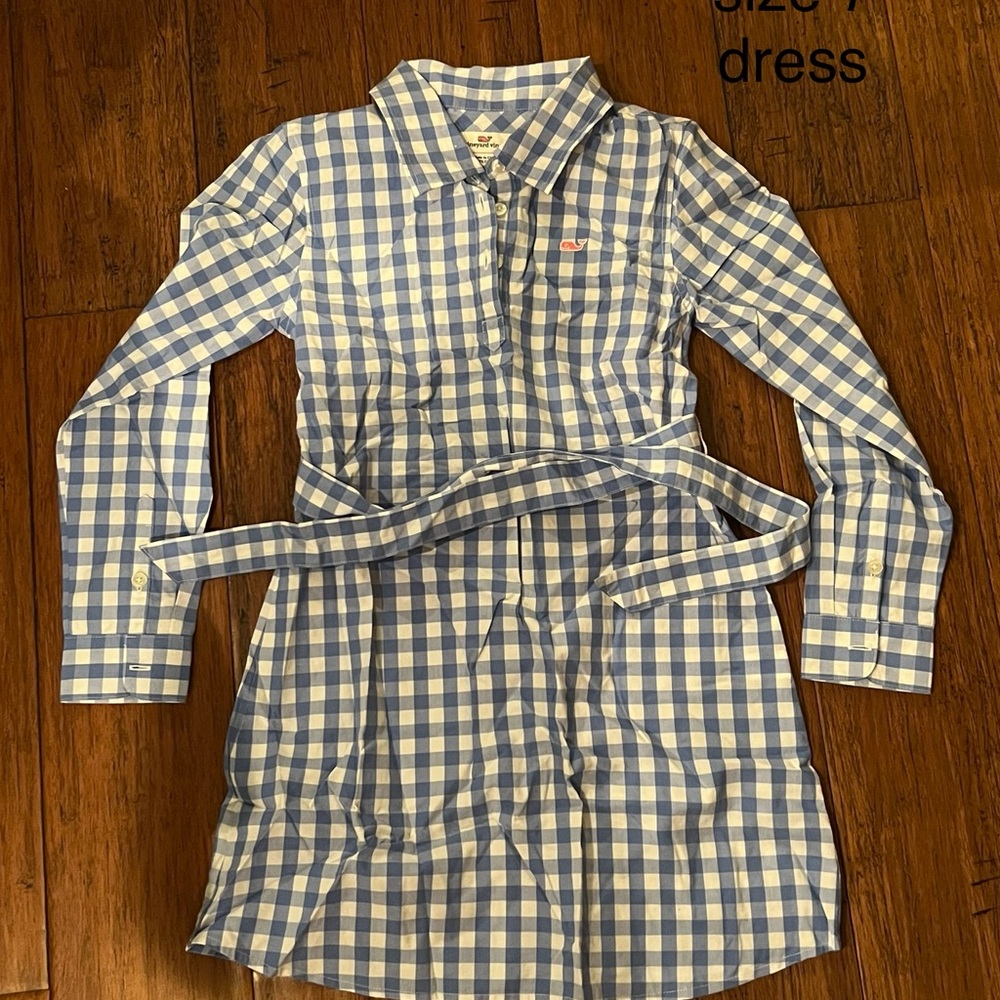 Vineyard Vines Blue and White Gingham Girls Dress
